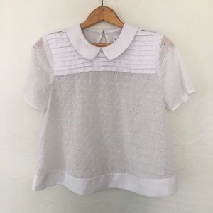 Claudie Pierlot White Eyelet Top